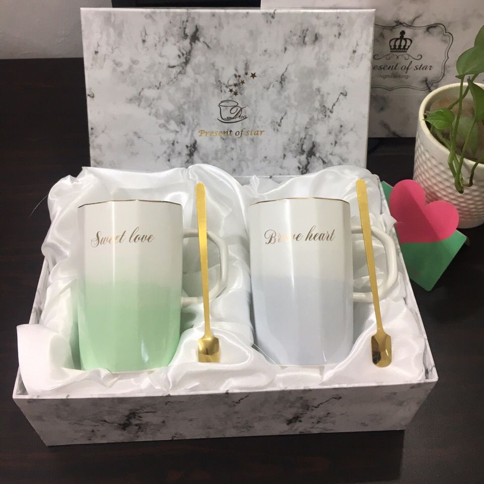 工廠直銷 特惠 免運 杯子 陶瓷杯 馬克杯 咖啡杯 高檔家用杯 喝水杯子高檔大容量馬克杯抖音網紅水杯男女對杯禮盒套裝情侶水杯特惠/開立發票 全館八折 快速出貨