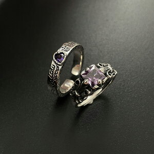 4.25小寶S925銀愛心紫鋯開口戒指女輕奢小眾設計高級感冷淡風個性