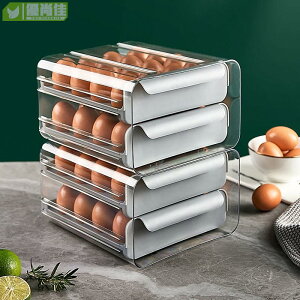 雞蛋收納盒 雙層雞蛋盒 雞蛋保鮮盒 廚房收納盒 蛋託 冰箱收納盒 日式透明抽屜式雙層雞蛋保鮮盒 雙層32格冰箱冷藏
