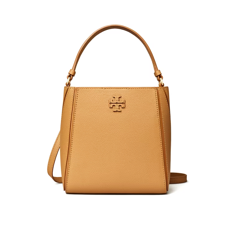 精選★TORY BURCH McGraw 徽標雙T Logo磁力按扣荔枝紋皮革 女款小號水桶包單肩斜挎手提包 158500【限時加碼★全館免運 領券再現折!!】~