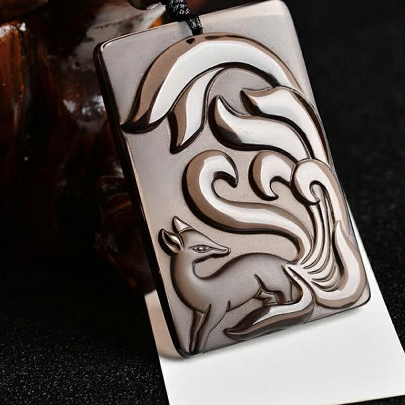 黑曜石增合奇緣九尾狐貍 催緣增緣黑狐佳緣靈狐吊墜男女款 8