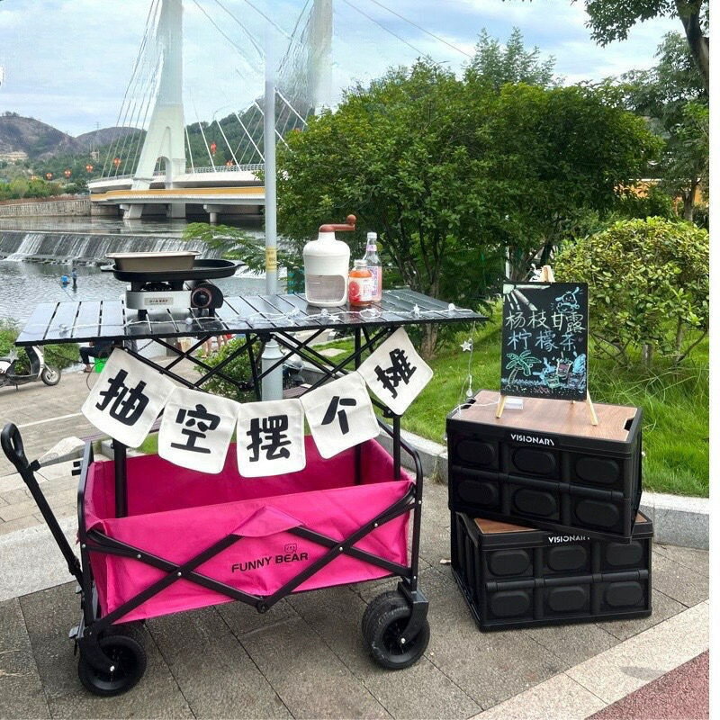【含稅/免運】 網紅折疊擺攤車露營推車擺地攤小推車可升降折疊桌子戶外野餐車鐵