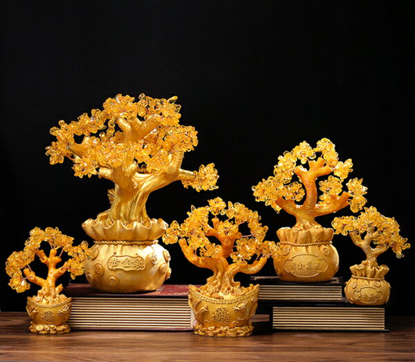特大號黃水晶發財樹裝飾品擺件新招財搖錢樹工藝品擺設【繁星小鎮】