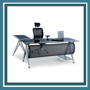 【必購網OA辦公傢俱】 CP-926 12mm 雙色強化玻璃 主管桌 辦公桌