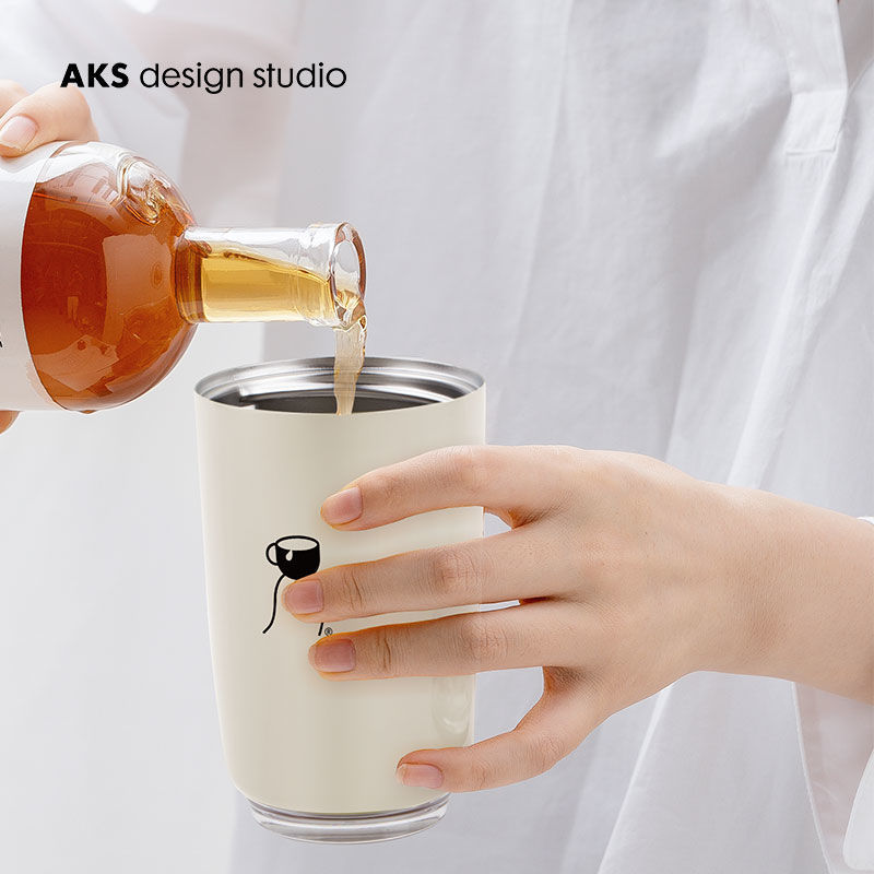AKS COFFEE GAGA聯名款保溫杯萌趣咖啡杯便攜ins潮流不銹鋼隨行杯【北歐居家生活】
