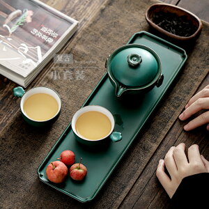 尚巖 簡易2人茶具套裝家用一壺二杯簡約功夫茶具泡茶小套組帶茶盤