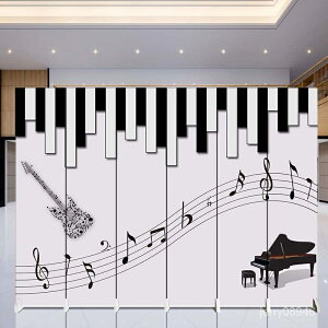 鋼琴音符音樂折疊背景墻屏風隔斷時尚客廳玄關酒吧櫥窗教育培訓室