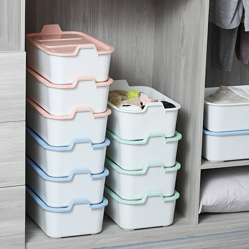 床底收納箱塑料盒床底衣服儲物箱整理箱衣柜馬卡龍色疊加式收納箱