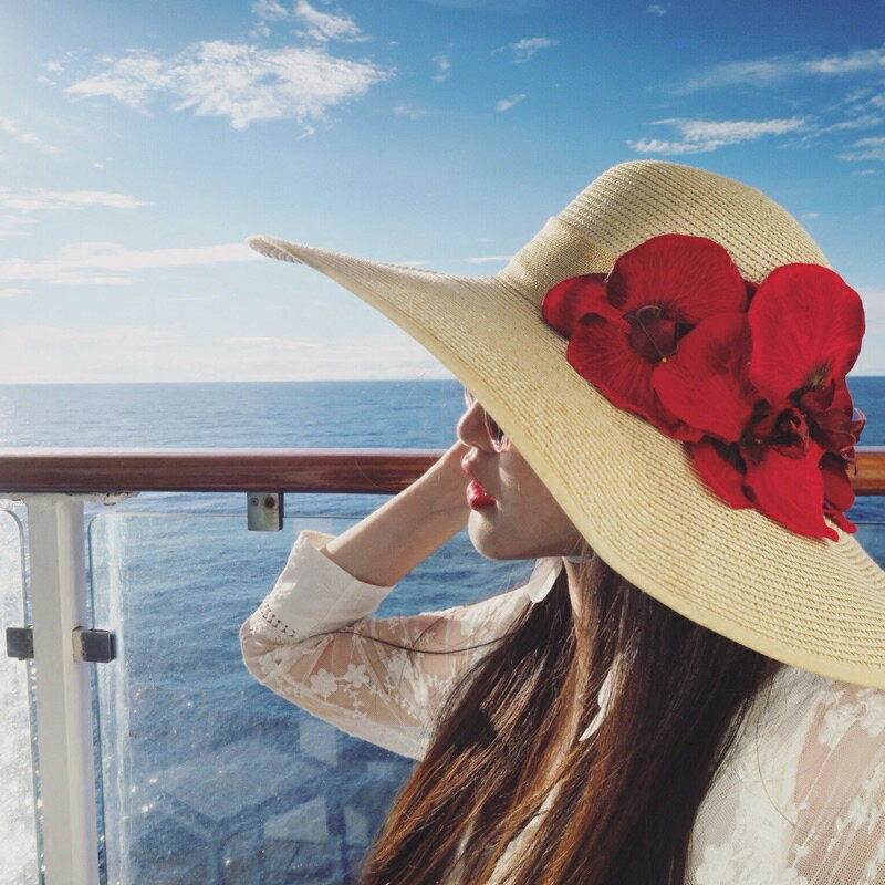 沙灘帽子女夏海邊花朵遮陽帽 波西米亞防曬太陽草帽可折疊大檐帽1入