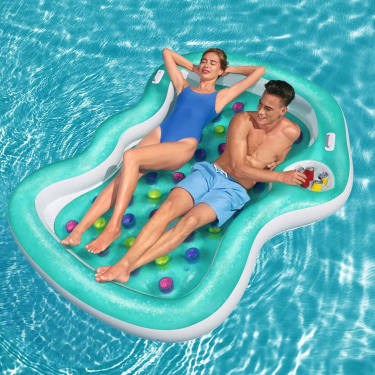 漂浮床 充氣浮板 水上漂浮床 水上充氣沙發漂浮沙發躺椅游泳床裝備三人浮島大號浮墊浮排『FY00099』