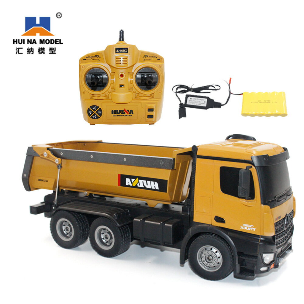 遙控玩具 免運/開票 公司貨 模型玩具匯納十通道模擬合金自卸運輸車聲光電動遙控工程車玩具模型現貨批 電動玩具 遙控汽車 遙控飛機 快速出貨D