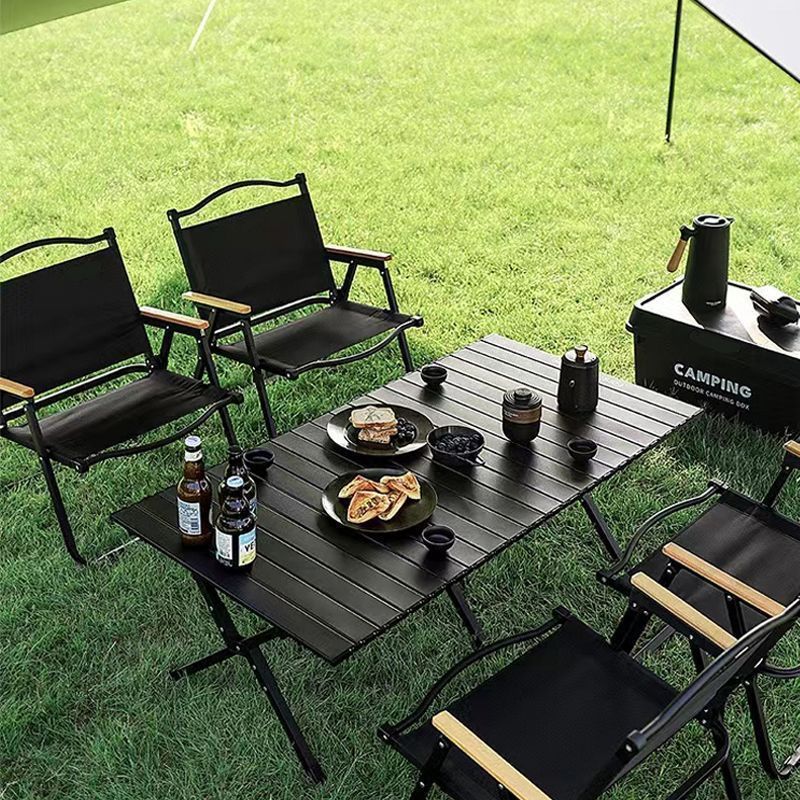 【最低價 公司貨】戶外折疊桌子碳鋼合金蛋卷桌便攜式黑化露營桌椅野餐全套裝備用品