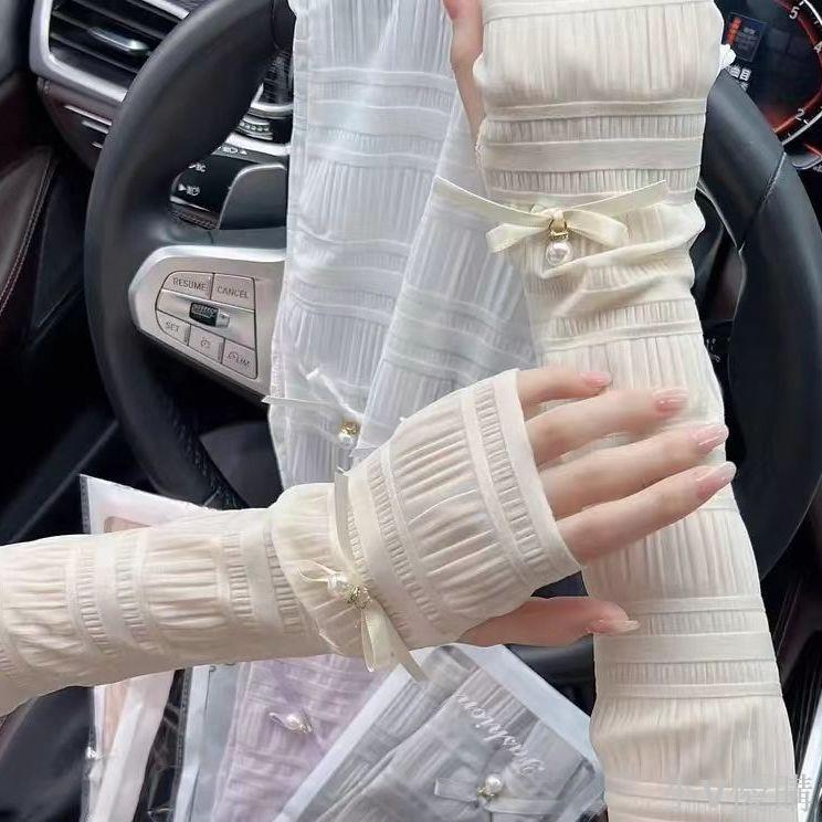冰袖防曬手袖夏天袖套女輕薄優雅洛麗塔袖套戶外運動不起球手臂套