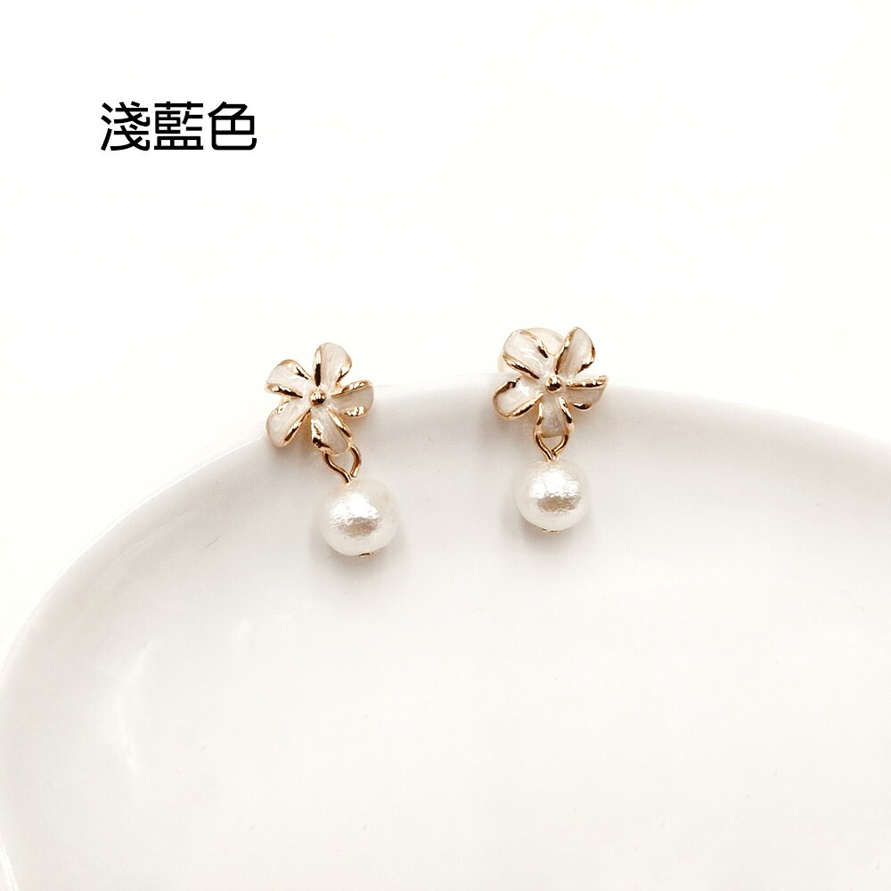 小時光x覓品竹北手作店-琺瑯小花珍珠耳環-共4色 2