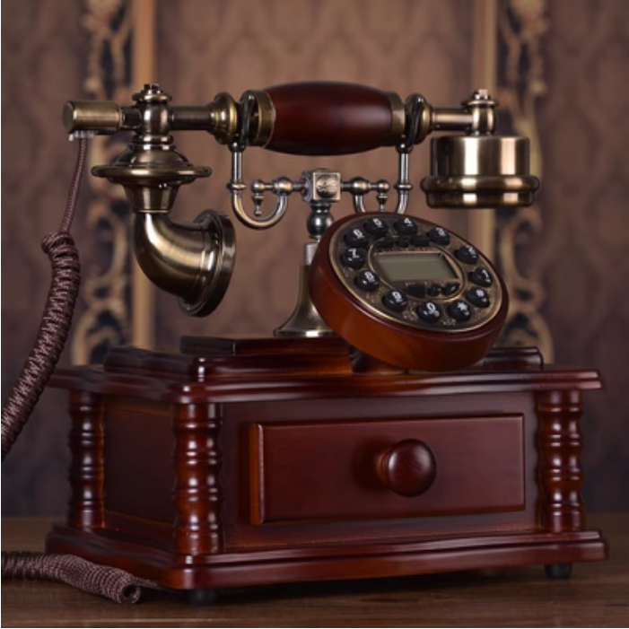 歐式美式複古電話機 實木座機 仿古古董 家用時尚創意固定電話
