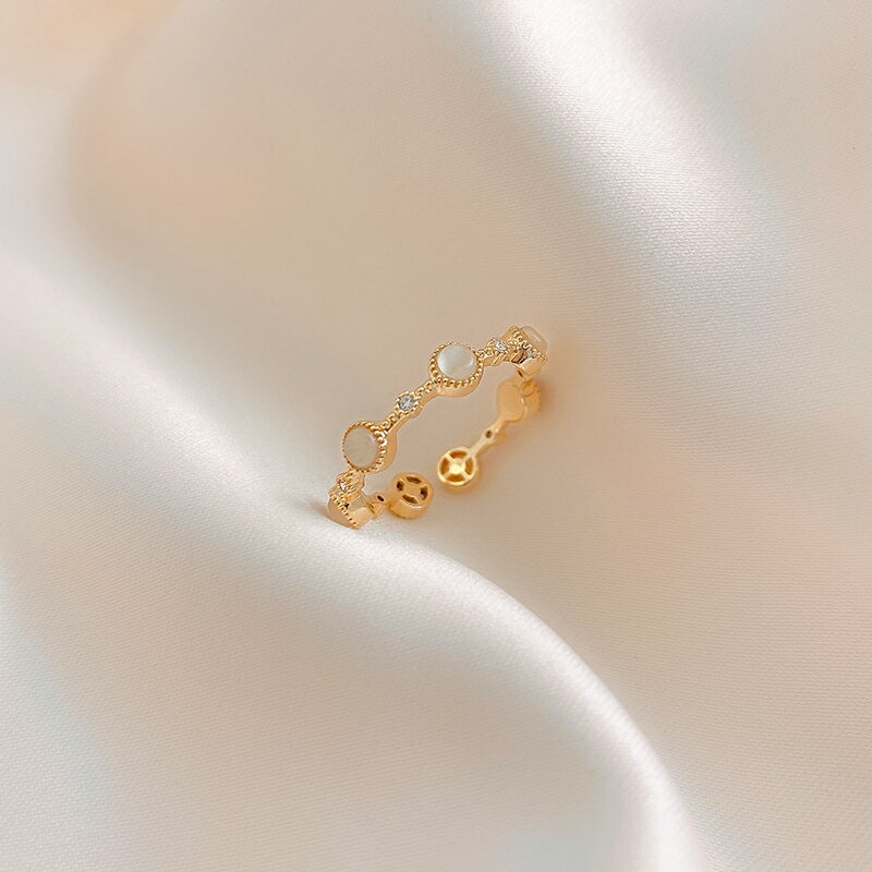 金色鋯石小圓圈戒指女冷淡氣質輕奢食指指環網紅新款個性簡約時尚