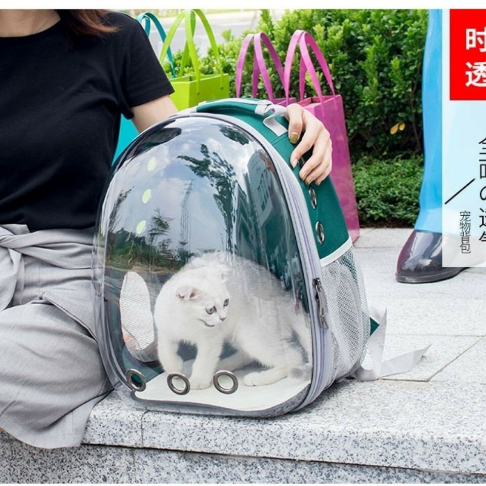 貓包透明加厚鐳射炫酷大號貓咪狗狗寵物外出便攜雙肩背包透氣書包太空艙包 小山好物