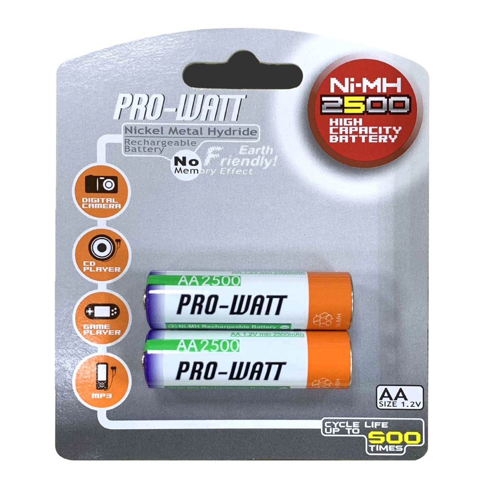 【華志PRO-WATT】2500mAh 3號AA 鎳氫 充電電池(1.2V 重複充電500次)