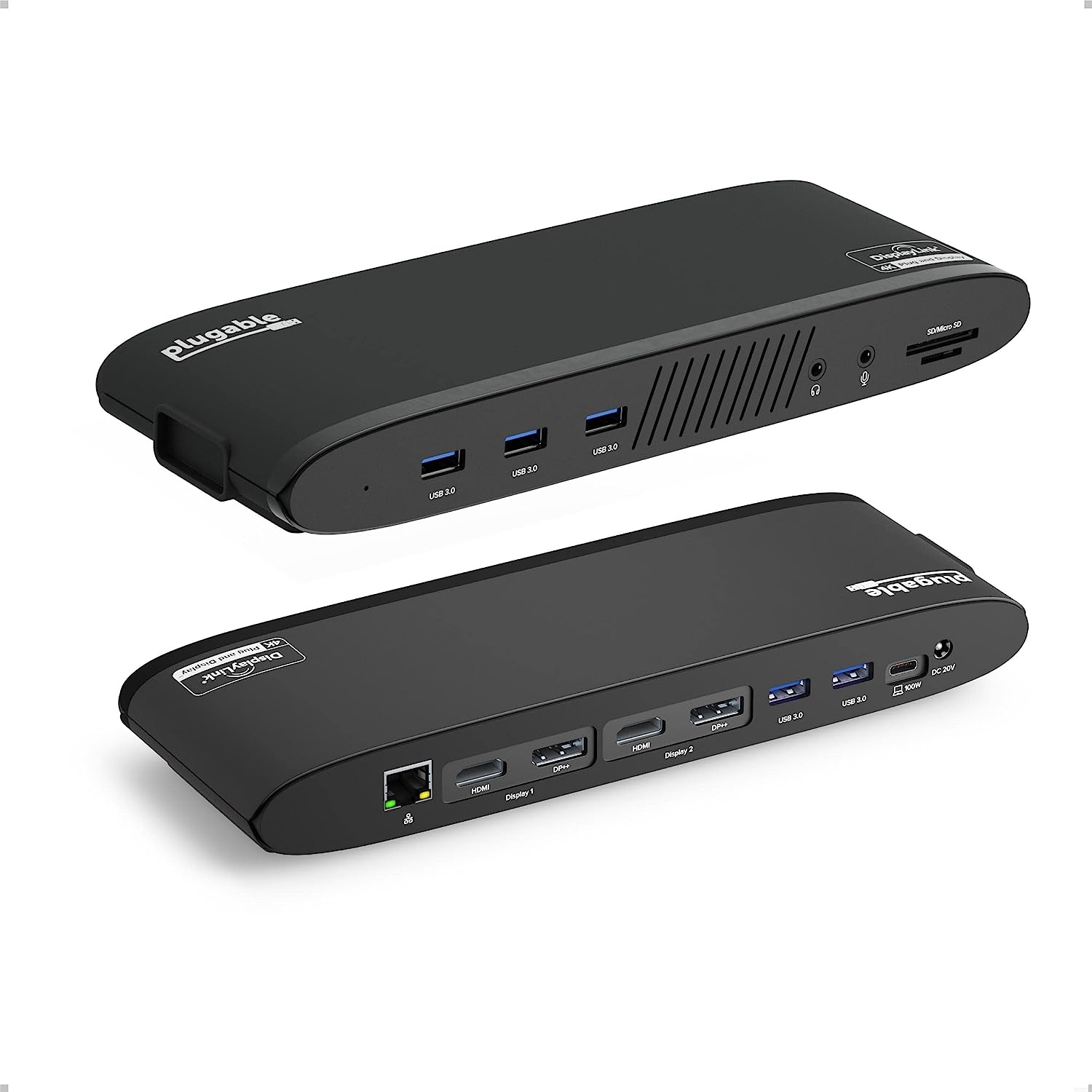 [4美國直購] Plugable UD-6950PDH 13合1顯示器擴充埠 (1入) USB-C Docking Station Dual Monitor