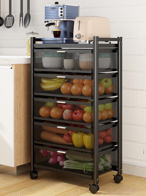 廚房蔬菜收納置物架用品家用大全多功能微波爐落地夾縫儲物柜多層 四季小屋