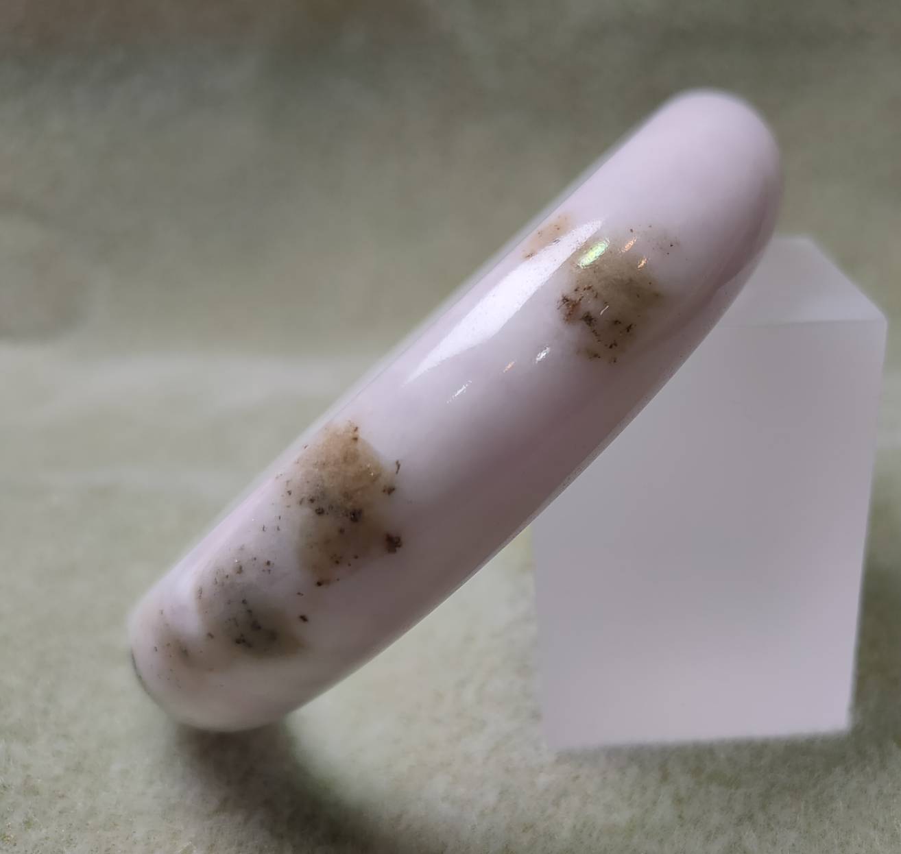淡藕粉特色翡翠手鐲 #62 (62.7*15*8.7mm) - 天然翡翠緬甸玉A貨