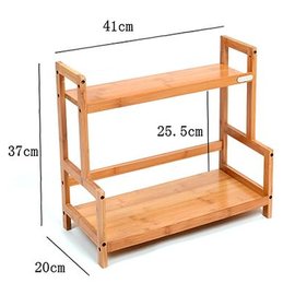 【收納架-楠竹-炭化-二層雙板】調味品置物架 調味架廚房層架 調味料架廚具灶台架(展開尺寸:41*37*18cm(長高寬)) -8001010