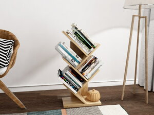簡易樹形書架落地省空間置物架經濟型桌上書柜小書架簡約現代迷你