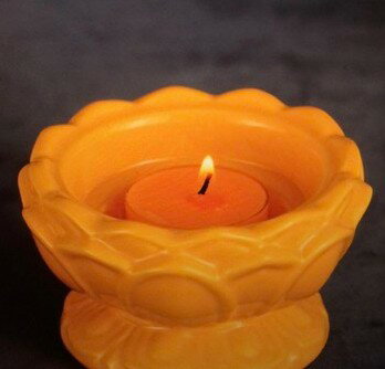 陶瓷蓮花燭臺放蠟燭酥油燈供佛堂長明燈觀音堂寺廟法會黃色蠟燭座 2