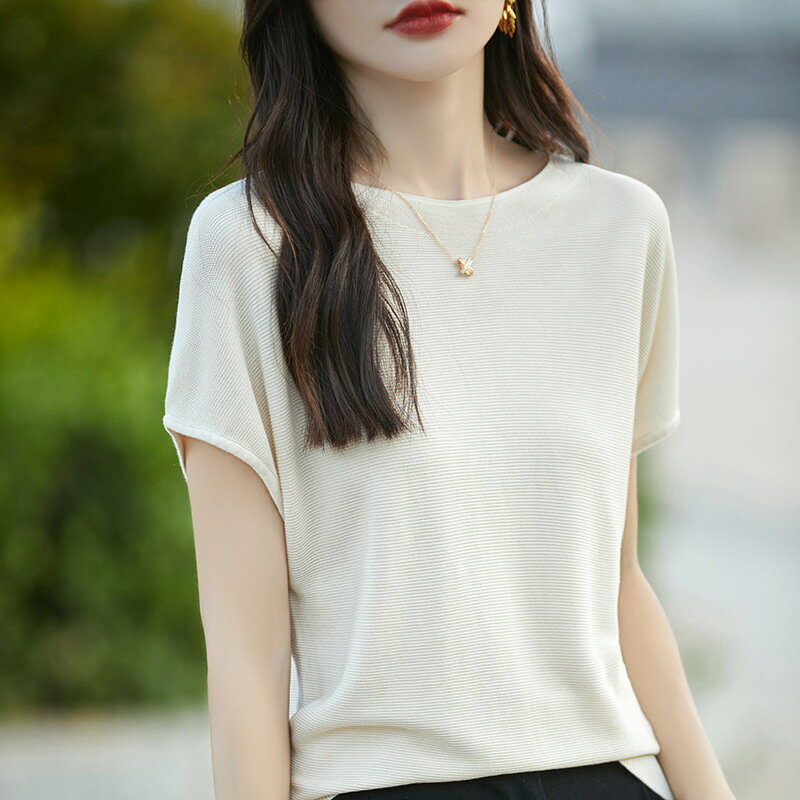 現貨+預購 針織衫蝙蝠袖毛衣-一字領天絲純色休閒女上衣5色74lc25【獨家進口】【米蘭精品】