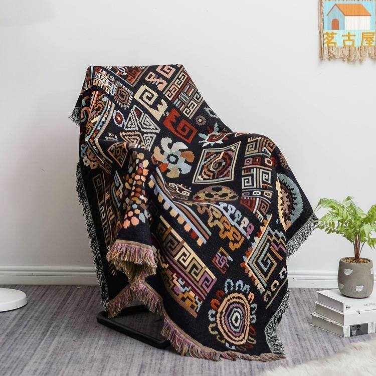 沙發巾 美式鄉村風 復古 多功能 手工毯沙發罩沙發毯沙發巾床尾毯