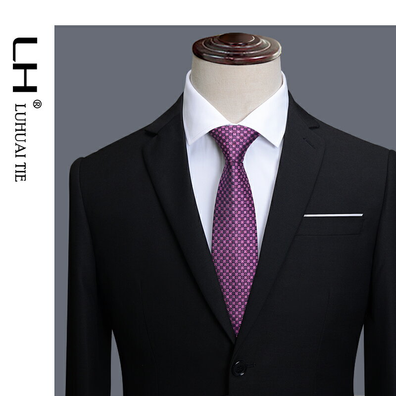 LH紫色領帶男 正裝商務職業上班結婚新郎學生男士面試手打款寬8cm
