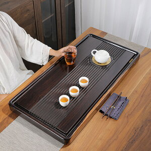 整塊黑檀實木茶具茶盤客廳中式家用會客複古風簡約單層排水式茶颱