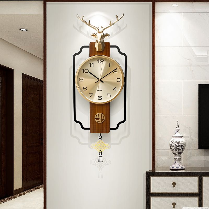 新中式鐘表客廳網紅掛鐘創意個性大氣輕奢時鐘北歐時尚家用石英鐘