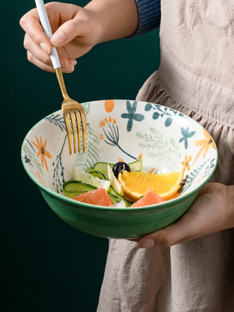 陶瓷碗家用單個碗飯碗面碗創意個性碗碟湯碗學生大碗簡約碗盤盤子