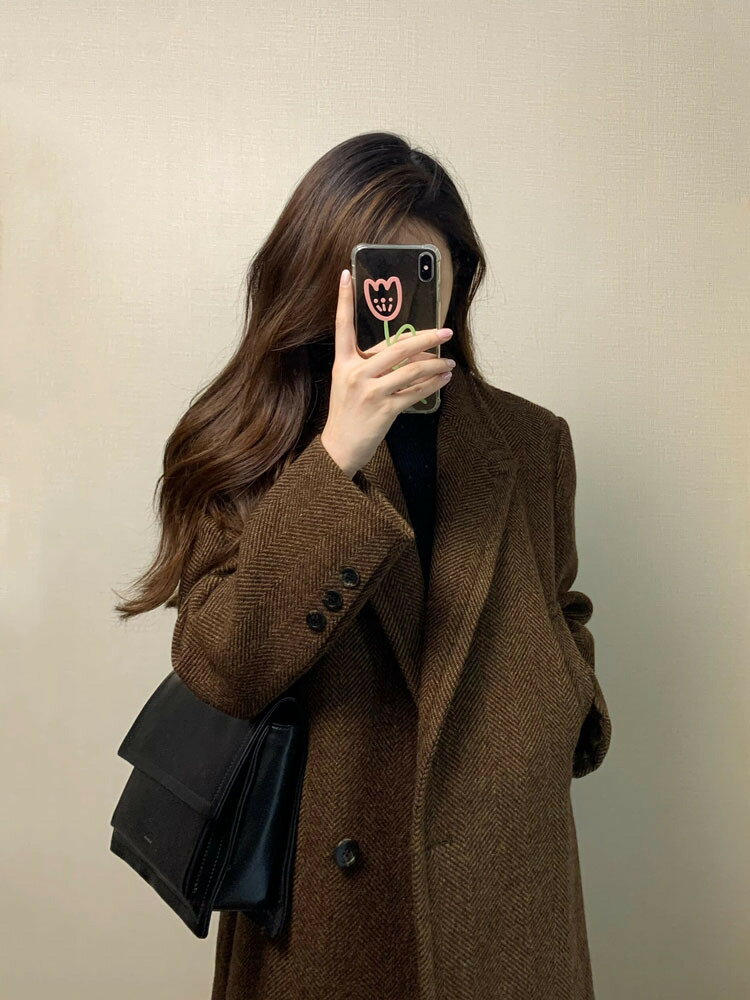 加厚呢子大衣女秋冬季高階感毛呢外套2024新款小個子赫本風超好看【淘夢屋】