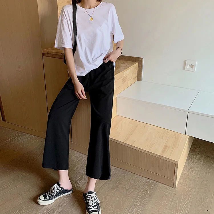 短袖T恤馬甲闊腿褲子寬松套裝女學生韓版三件套夏季新款