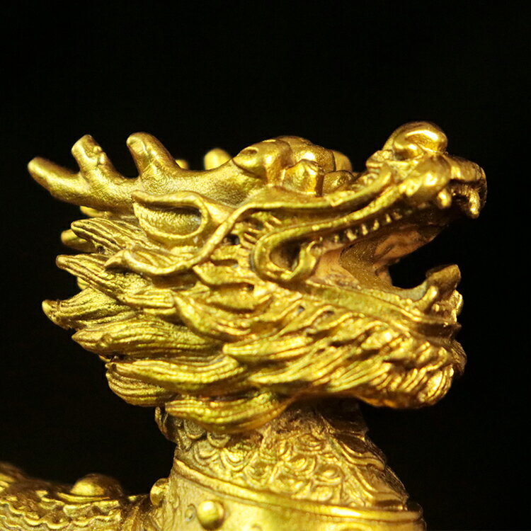 風水開運置物 銅製辟邪麒麟 幅15cm T1224