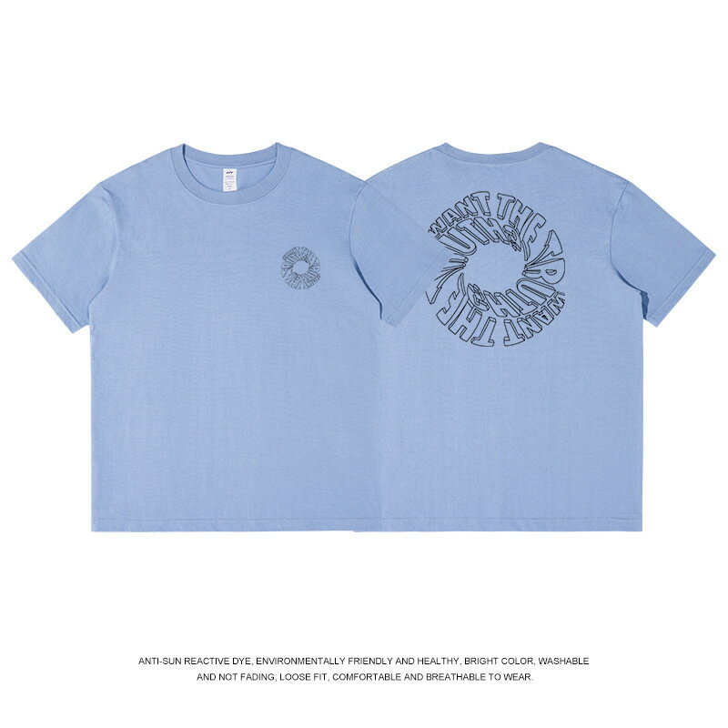 【喜挖】歐美街頭潮人字母印花圓領T恤夏季小眾設計感酷boy穿搭純棉短袖t 2