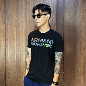 美國百分百【全新真品】Armani Exchange 短袖 T恤 AX 上衣 logo 短T 黑色 F023
