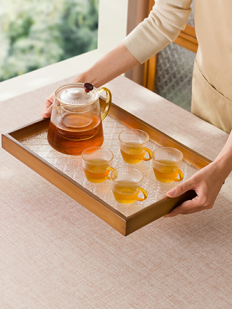 【免運】 茶盤家用茶托盤長方形茶具茶幾小型干泡臺客廳放茶杯收納竹制餐盤