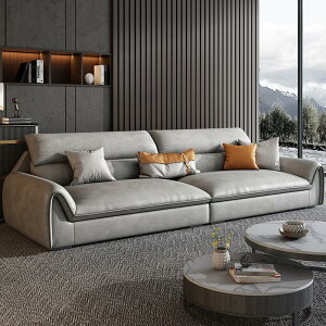 意式輕奢科技布貴妃沙發組合現代簡約客廳輕奢意式直排布藝沙發