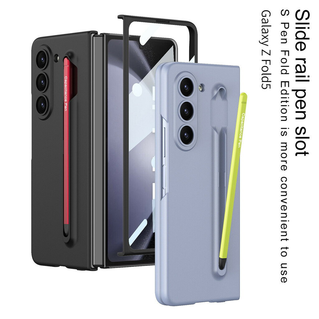 超薄一體筆槽硬殼 適用三星Galaxy Z Fold 5 摺疊手機殼 Samsung zfold5 創意翻蓋防摔保護套