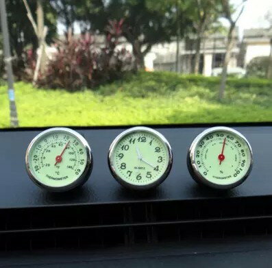 美琪 (質感好物) 汽車時鐘石英表溫度計濕度計免接線 車家兩用夜光時鐘