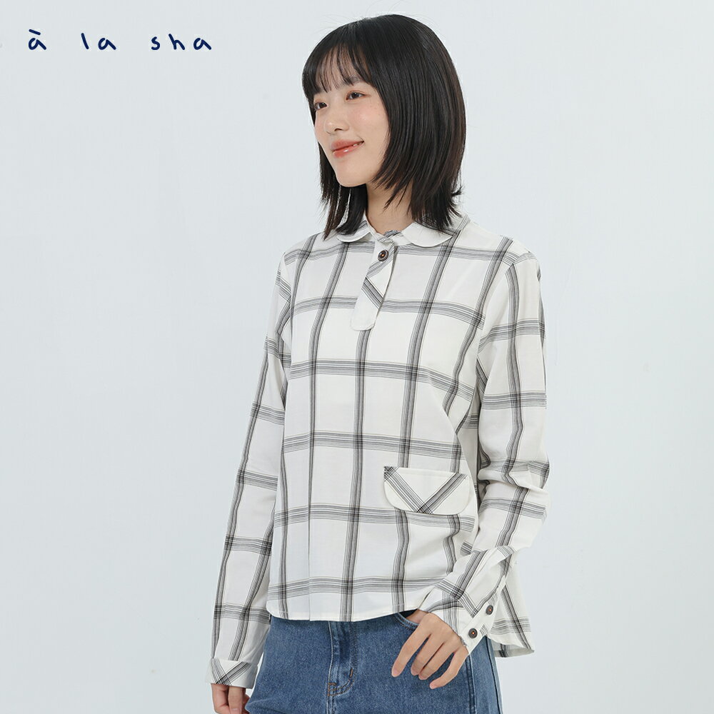 網購推薦-格紋造型長袖襯衫