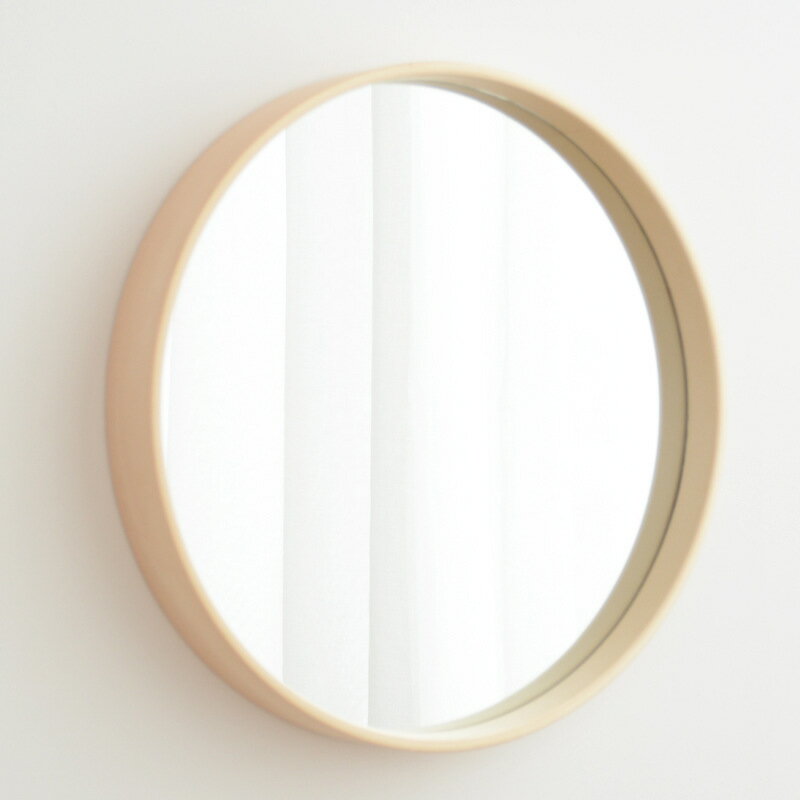 實木圓鏡ins浴室鏡子化妝鏡原木壁掛臥室裝飾日式圓形鏡衛生間鏡