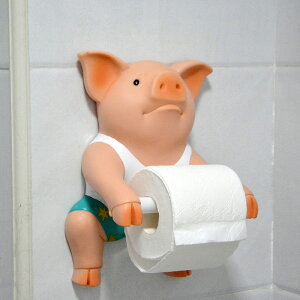 創意可愛小豬耐摔卷紙筒衛生間廁所家用廚房墻壁掛式免打孔置物架