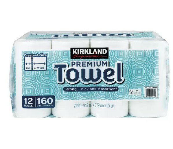 【現貨】Kirkland Signature 科克蘭 兩層隨意撕特級廚房紙巾 160張 X 12捲