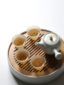 九土日式茶盤陶瓷干泡新中式迷你竹制茶盤儲水式簡約禪意家用茶具