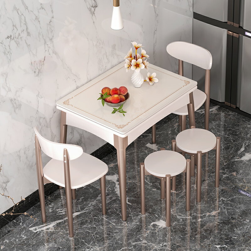 小戶型 餐桌 椅組合 網紅可伸縮折疊 實木 飯桌 現代簡約 家用 小尺寸