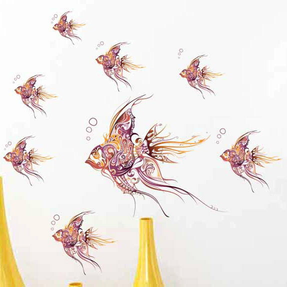 <br/><br/>  新款壁貼 花紋魚 居家裝飾牆壁貼紙【YV7962】快樂生活網<br/><br/>